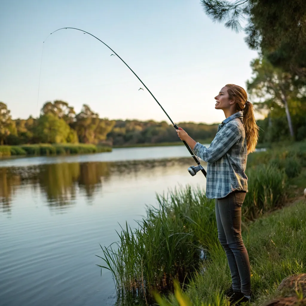 Photo of Emma Brook casting a fishing line