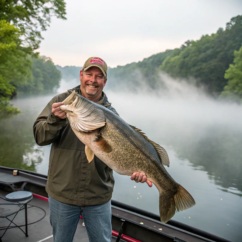Photo of Mike Rivers holding his biggest catch